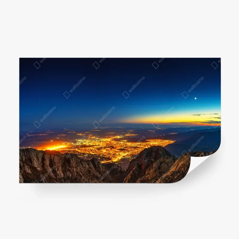 Wall mural night panorama over Sliven city lights