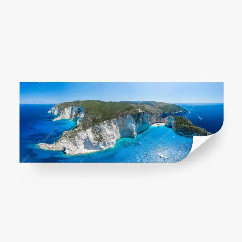 Wall mural azure cliffside island panorama