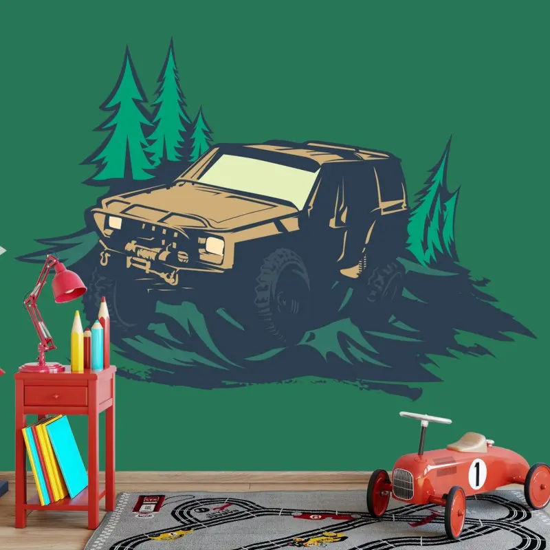 Wall mural rugged off-road suv in forest