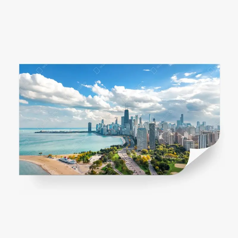 Wall mural lakefront city skyline panorama