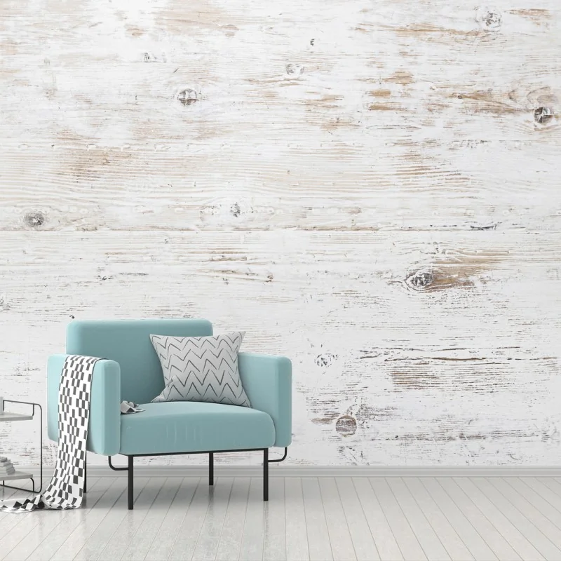 Wall mural whitewashed wooden plank texture