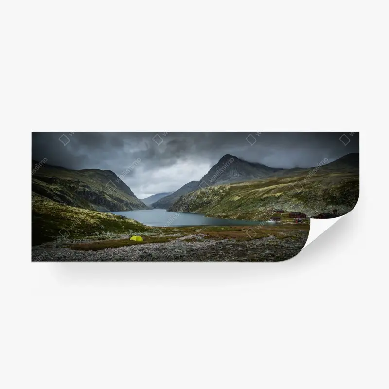 Wall mural Rondane alpine lake under moody skies