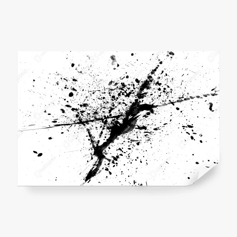 Wall mural black ink splatter abstract art
