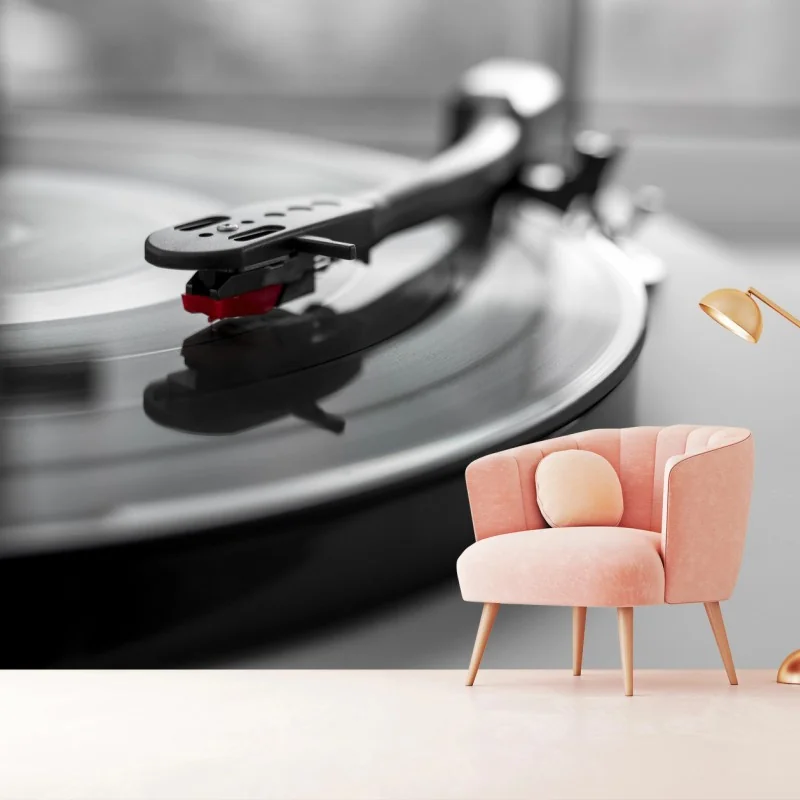 Wall mural vintage vinyl turntable close-up
