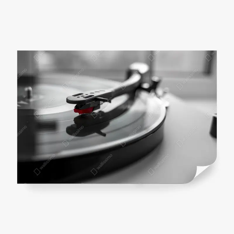 Wall mural vintage vinyl turntable close-up