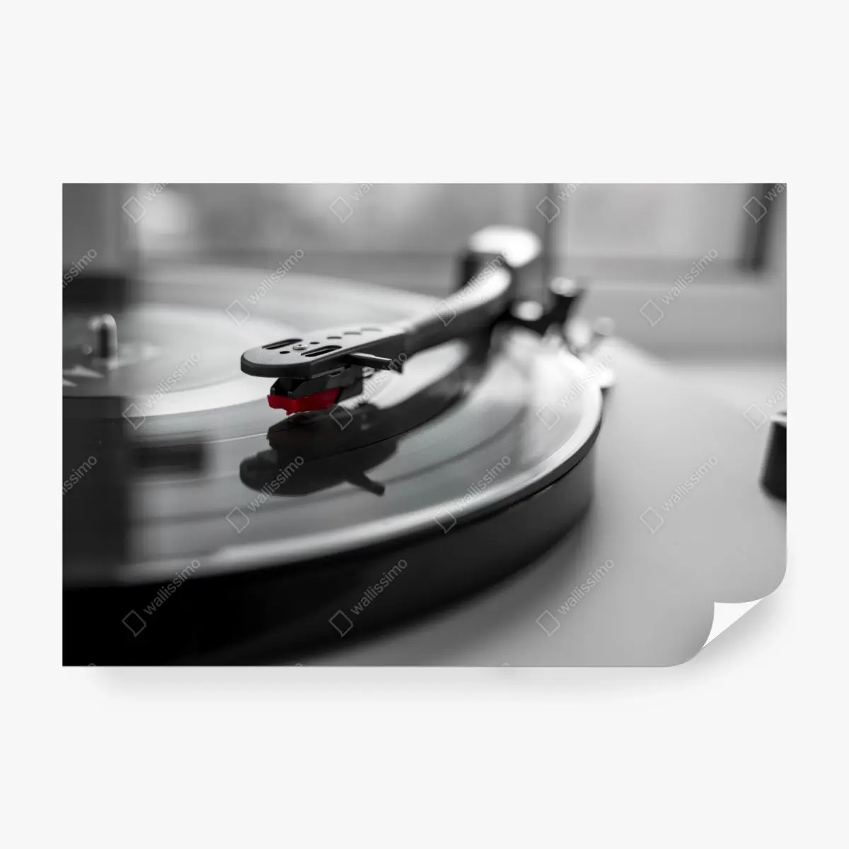 Wall mural vintage vinyl turntable close-up • Wallissimo®
