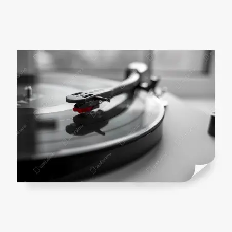 Wall mural vintage vinyl turntable close-up • Wallissimo®