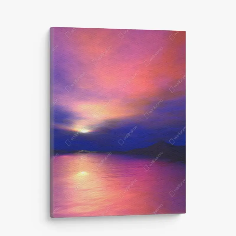 Canvas print serene mountain sunset over reflective lake