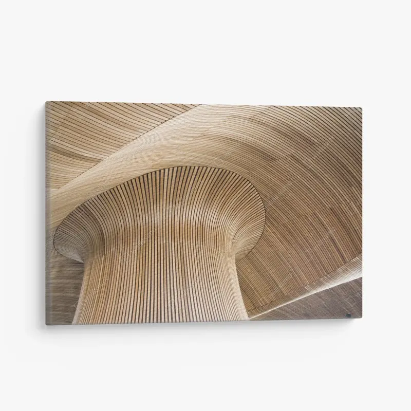 Canvas print sculptural wooden ceiling waves