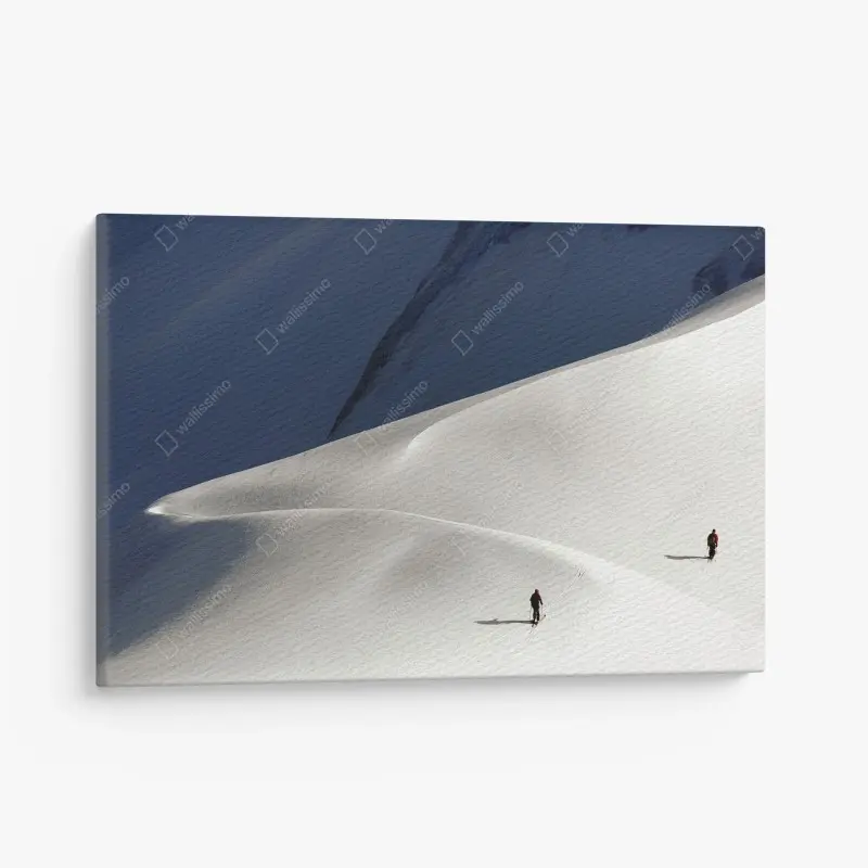 Canvas print snowy mountain minimalism with skiers