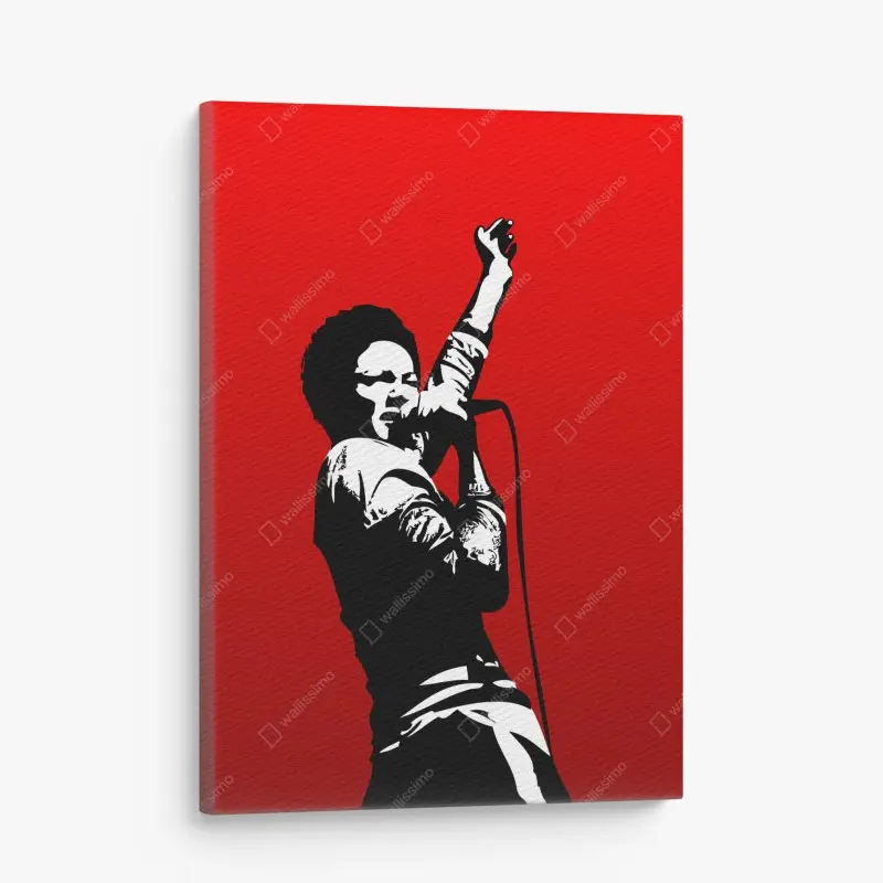 Canvas print bold vocalist silhouette on red background