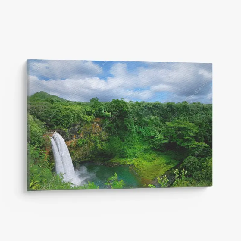Canvas print lush waterfall in Hawaii