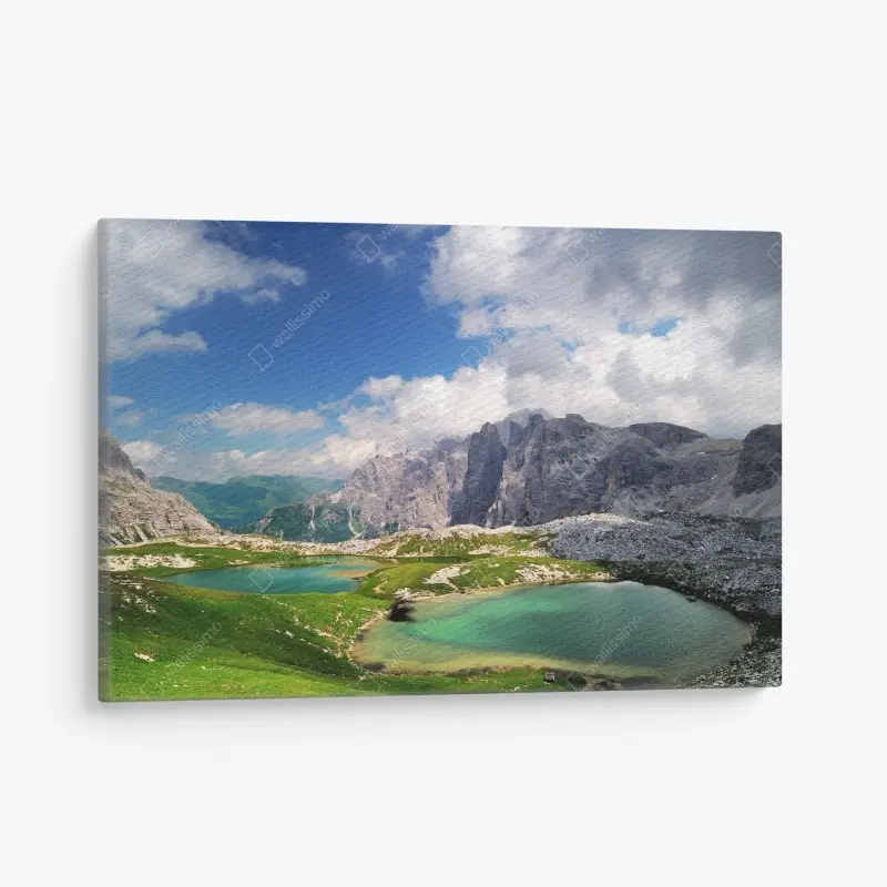 Canvas print alpine mountain lakes under blue sky