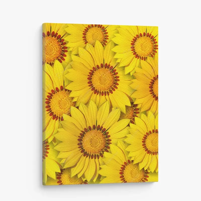 Canvas print vibrant yellow floral collage