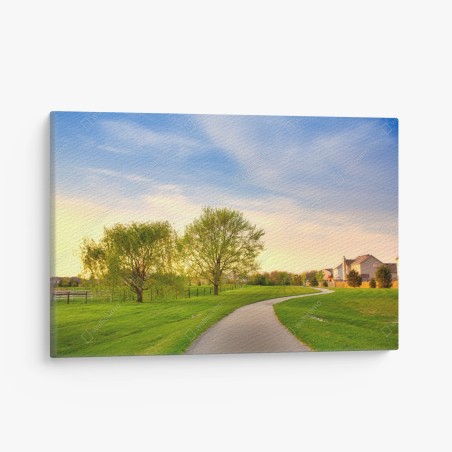 Canvas print quiet summer pathway at dusk • Wallissimo®
