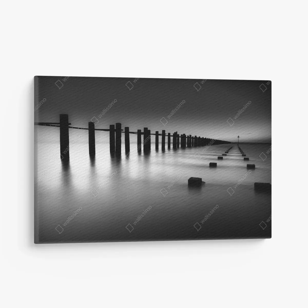 Canvas print endless pier in monochrome • Wallissimo®