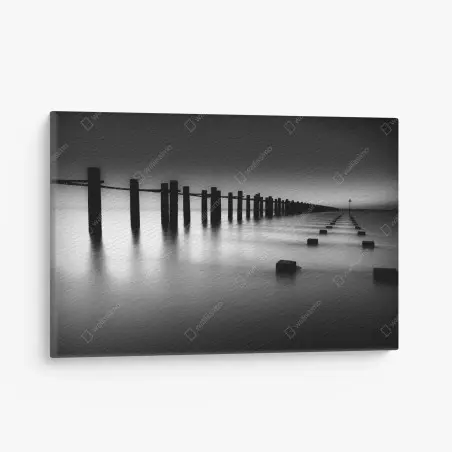 Canvas print endless pier in monochrome • Wallissimo®