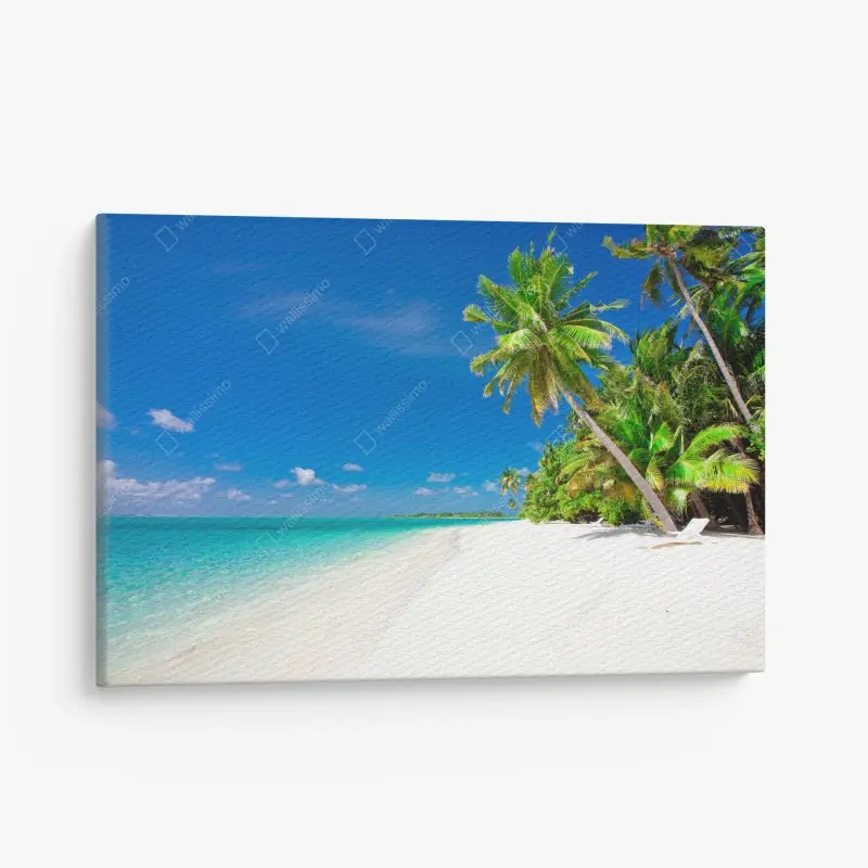 Canvas print tropical turquoise beach with palm trees