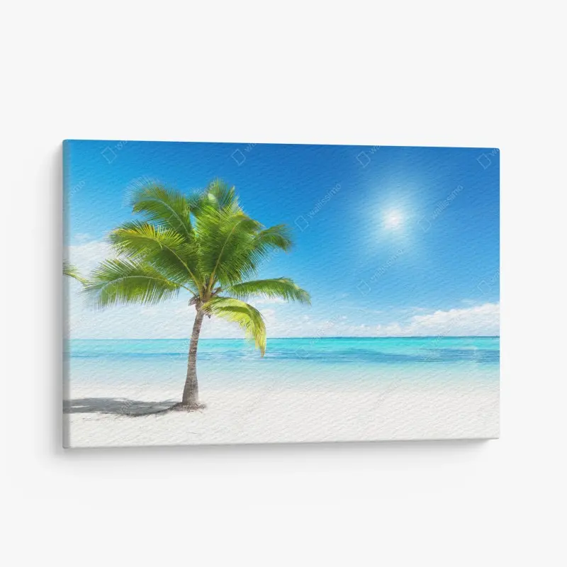 Canvas print tropical palm on turquoise beach