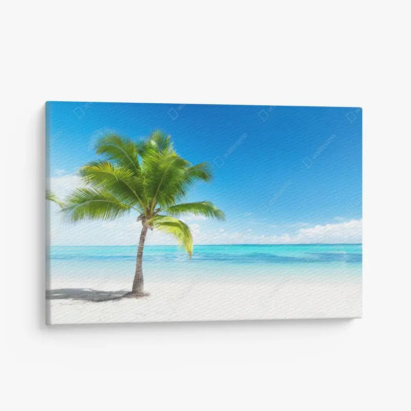 Canvas print tropical palm on tranquil beach