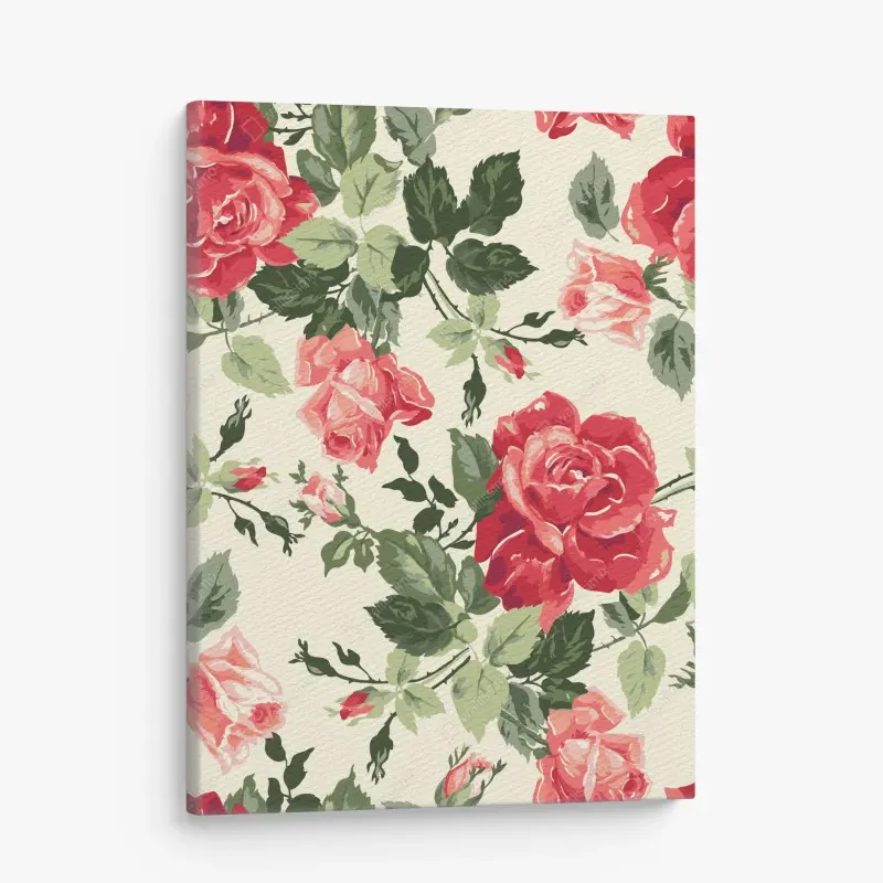 Canvas print vintage red rose floral pattern