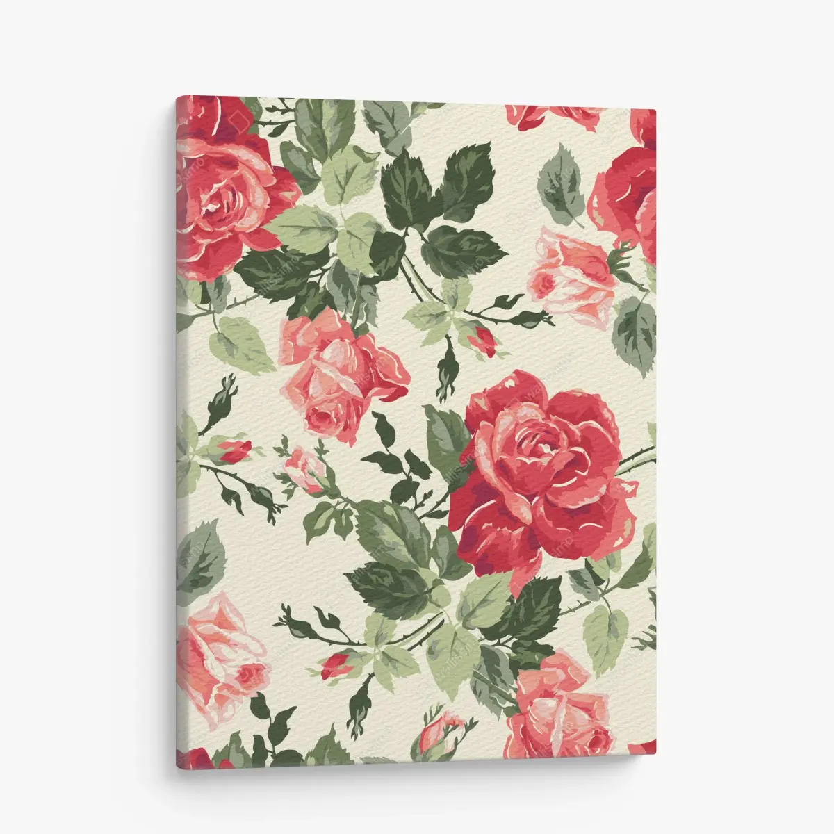 Canvas print vintage red rose floral pattern • Wallissimo®