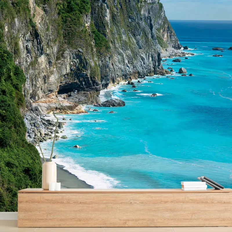 Wall mural OCEAN CLIFFS TURQUOISE COAST LANDSCAPE FOR BEDROOM