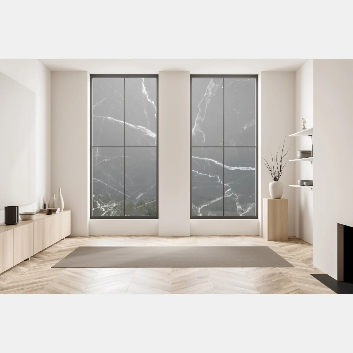 Window decal black marble veined texture • Wallissimo®