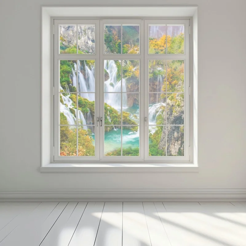 Window decal turquoise waterfall in autumn • Wallissimo®