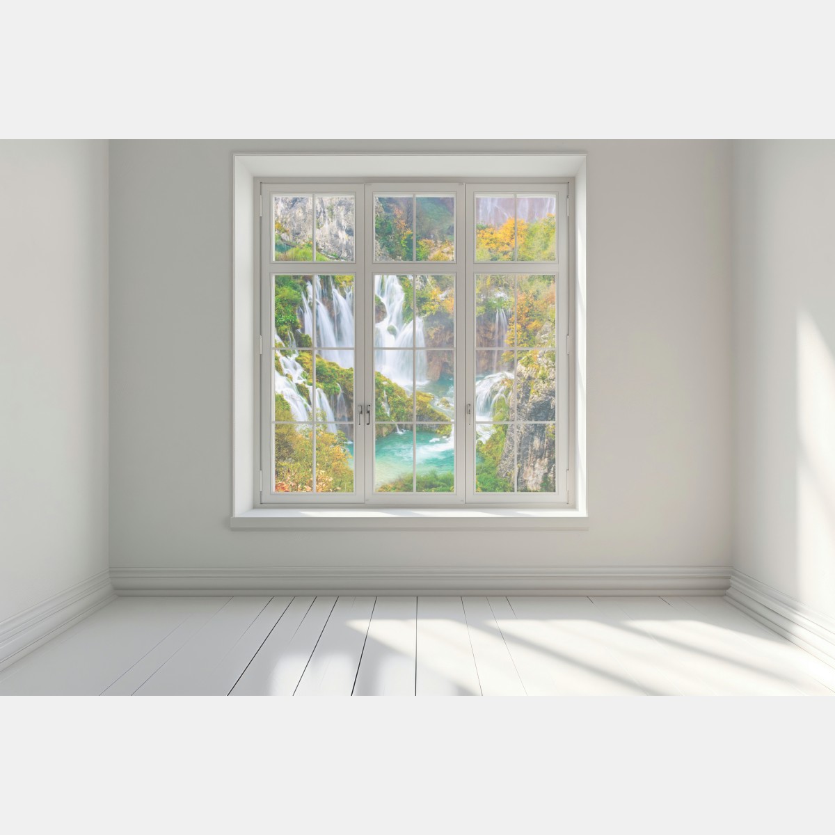 Window decal turquoise waterfall in autumn ⁕ Wallissimo®