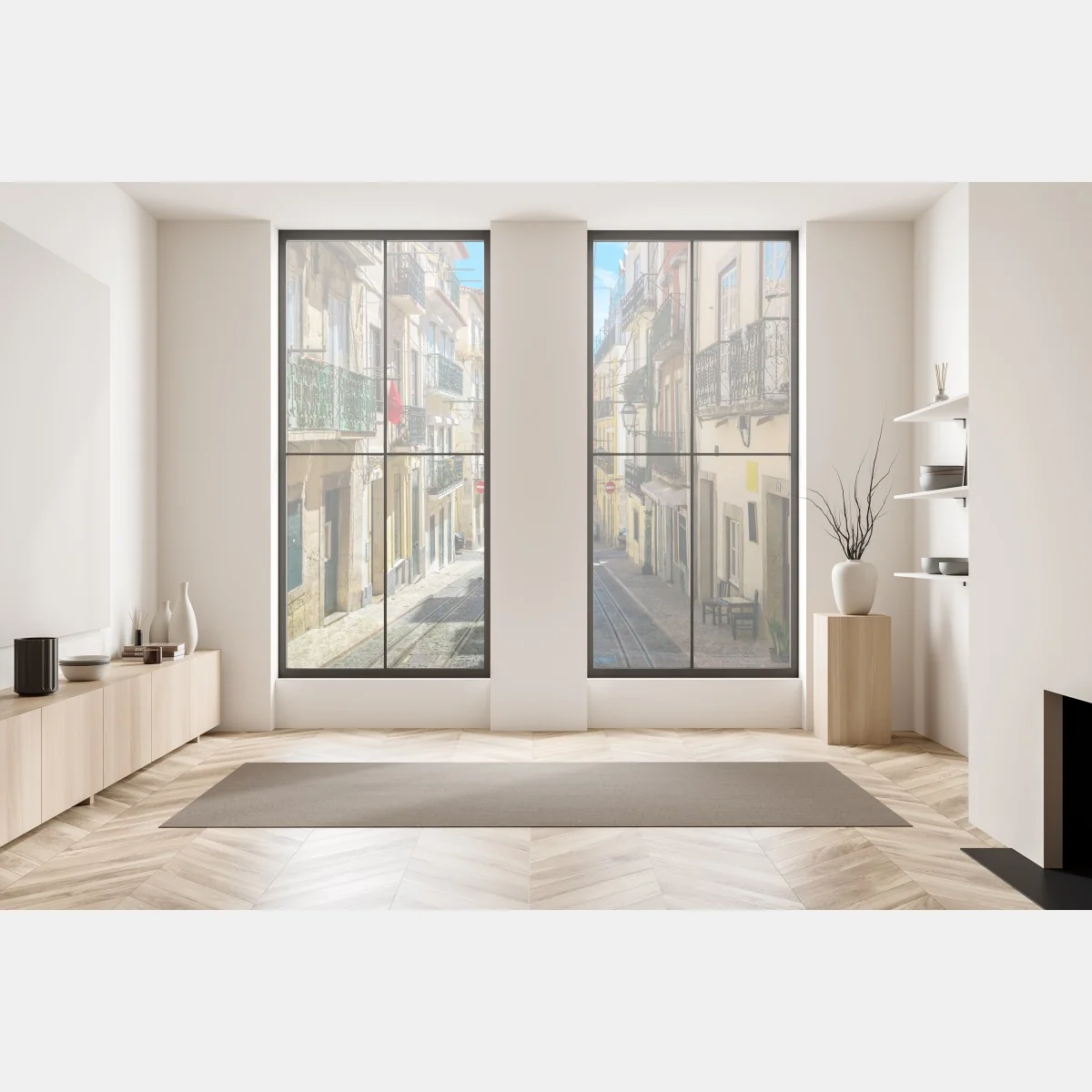 Window decal old Lisbon street on a summer day • Wallissimo® Window decal old Lisbon street on a summer day • Wallissimo®