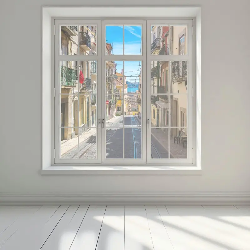 Window decal old Lisbon street on a summer day • Wallissimo®
