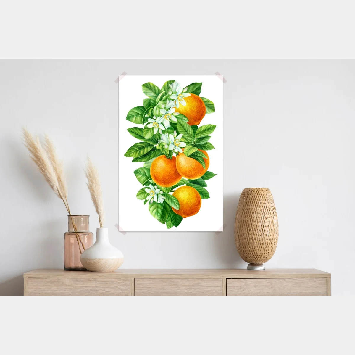 Poster citrus blossoms and ripe oranges • Wallissimo® Poster citrus blossoms and ripe oranges • Wallissimo®