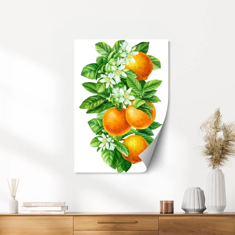 Poster citrus blossoms and ripe oranges • Wallissimo®