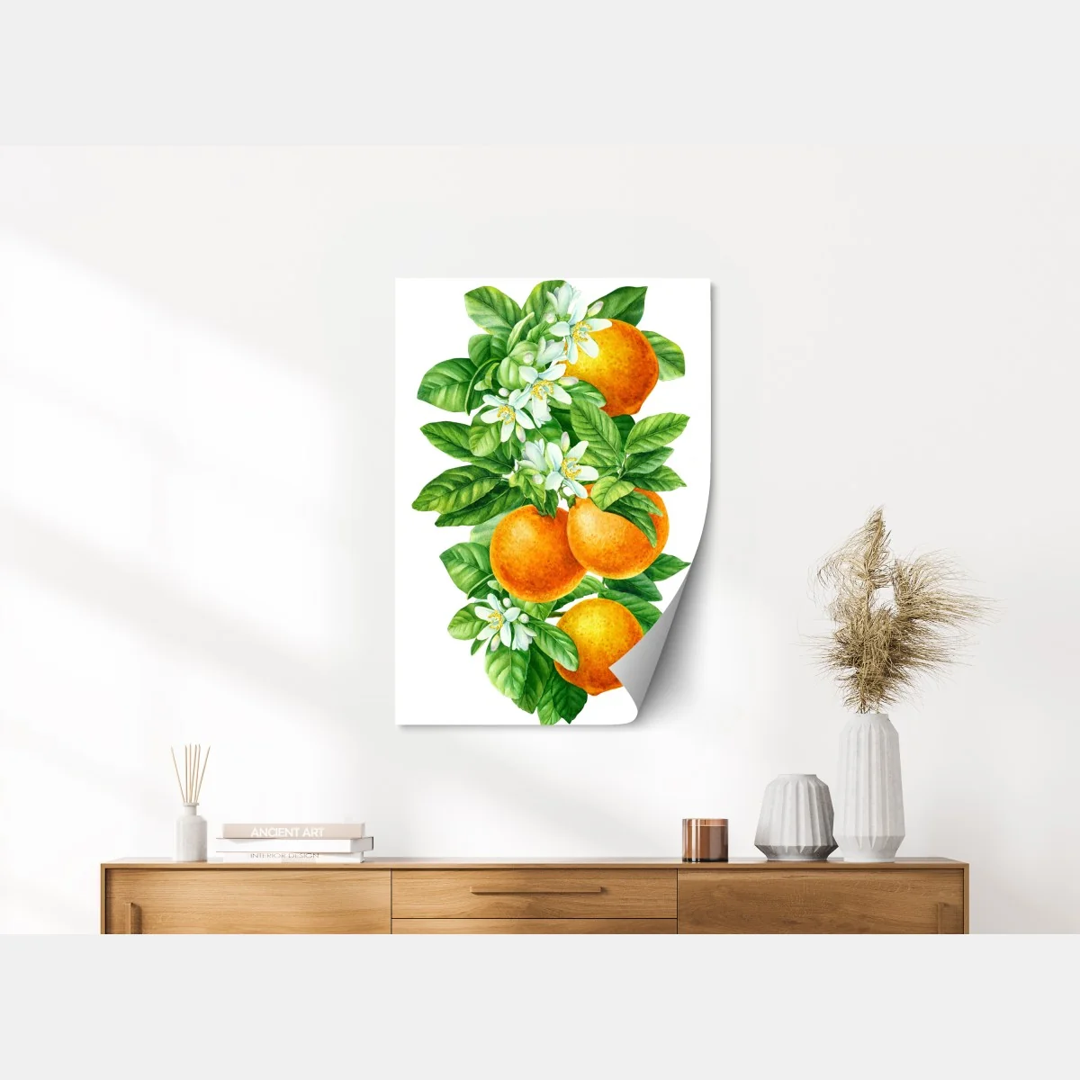 Poster citrus blossoms and ripe oranges • Wallissimo® Poster citrus blossoms and ripe oranges • Wallissimo®