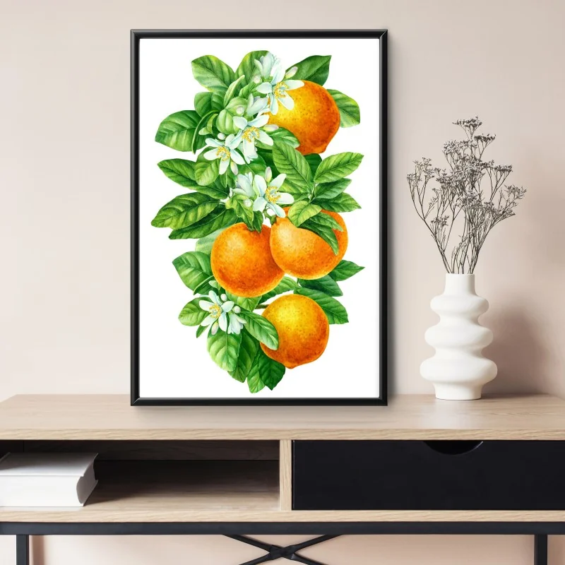 Poster citrus blossoms and ripe oranges • Wallissimo®