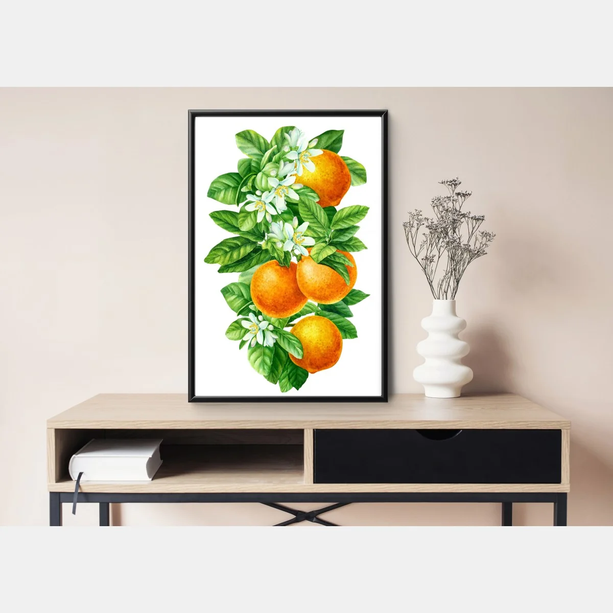 Poster citrus blossoms and ripe oranges • Wallissimo® Poster citrus blossoms and ripe oranges • Wallissimo®
