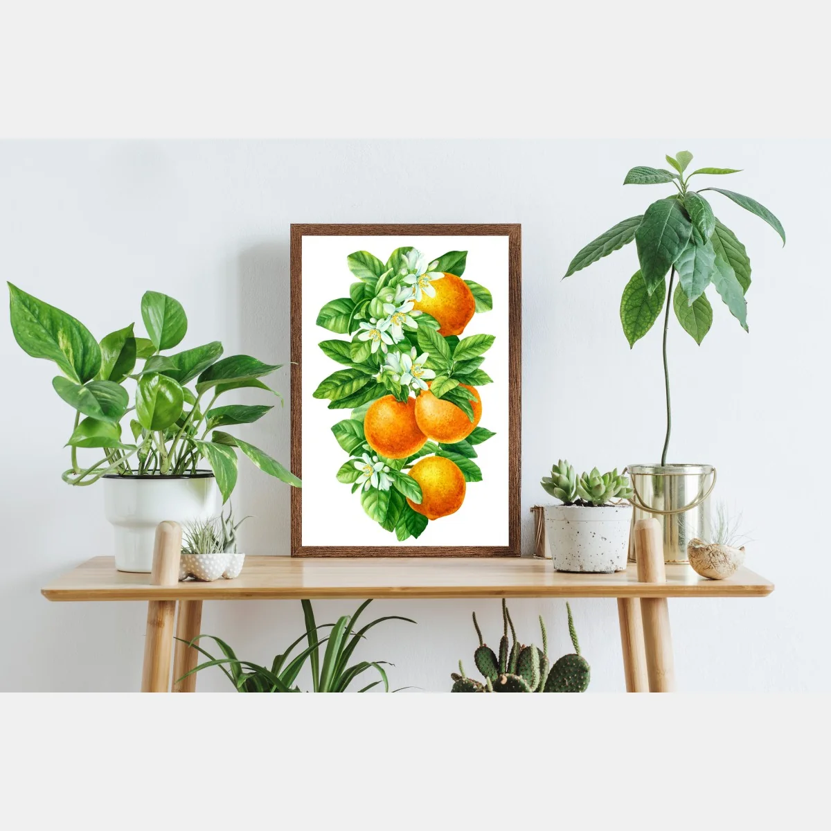Poster citrus blossoms and ripe oranges • Wallissimo® Poster citrus blossoms and ripe oranges • Wallissimo®