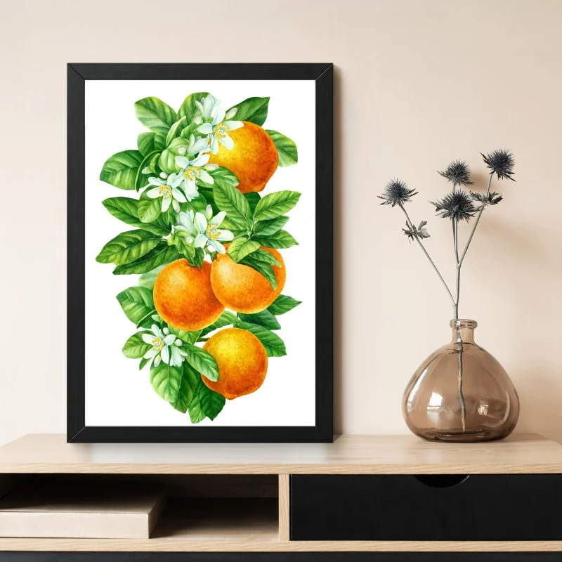 Poster citrus blossoms and ripe oranges • Wallissimo®
