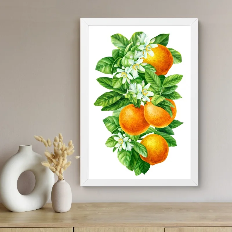 Poster citrus blossoms and ripe oranges • Wallissimo®