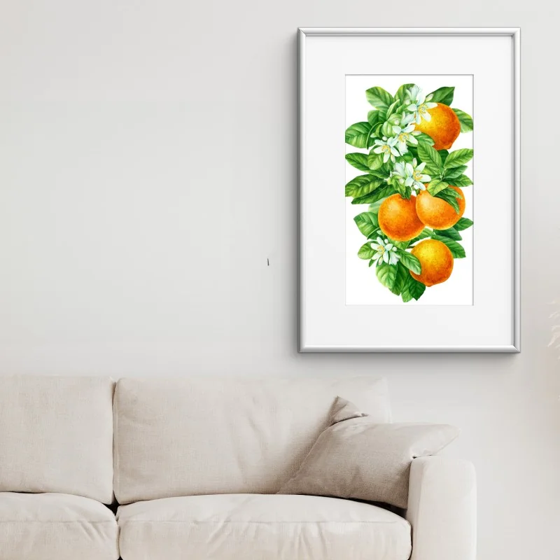 Poster citrus blossoms and ripe oranges • Wallissimo®