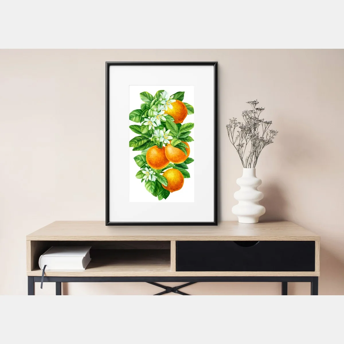 Poster citrus blossoms and ripe oranges • Wallissimo® Poster citrus blossoms and ripe oranges • Wallissimo®
