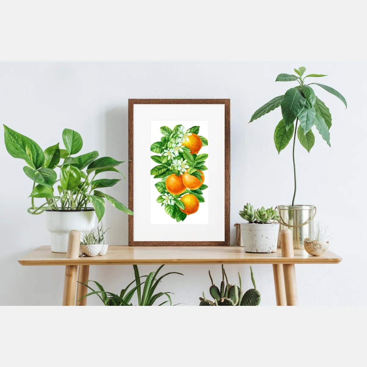 Poster citrus blossoms and ripe oranges • Wallissimo® Poster citrus blossoms and ripe oranges • Wallissimo®
