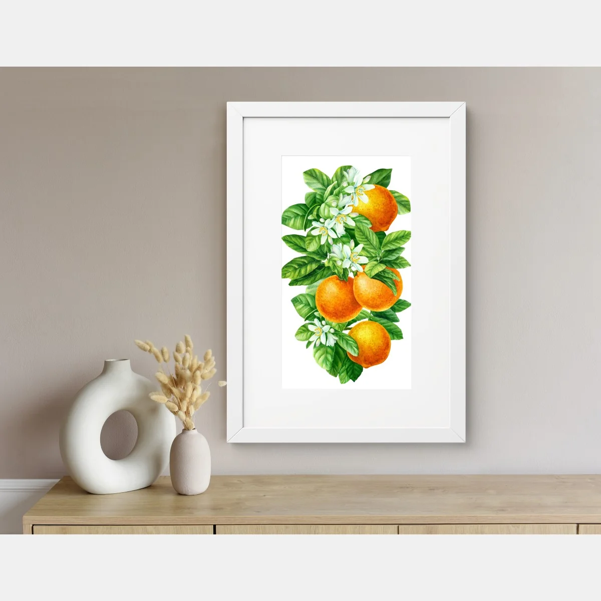 Poster citrus blossoms and ripe oranges • Wallissimo® Poster citrus blossoms and ripe oranges • Wallissimo®