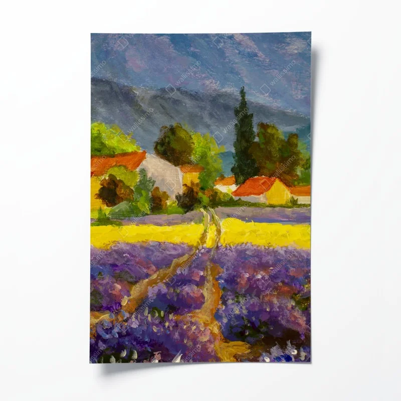Poster lavender fields at sunset