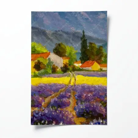 Poster lavender fields at sunset • Wallissimo®