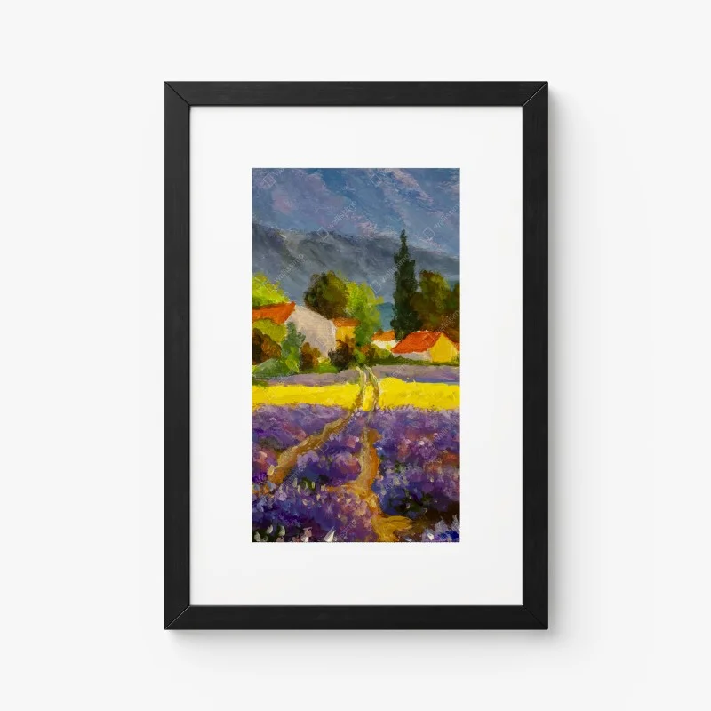 Poster lavender fields at sunset • Wallissimo®