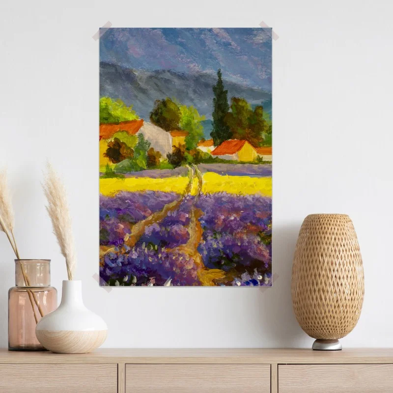 Poster lavender fields at sunset • Wallissimo®