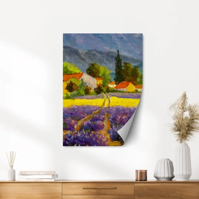 Poster lavender fields at sunset • Wallissimo®