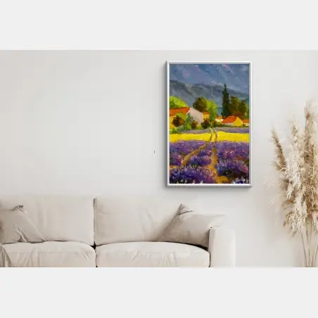 Poster lavender fields at sunset • Wallissimo®